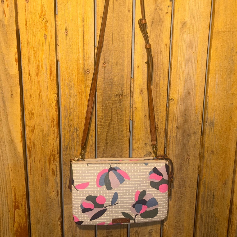 Fossil canvas coated shoulder bag